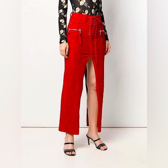 BEN TAVERNITI Unravel Project Laceup Suede Skirt - Picture 2 of 5